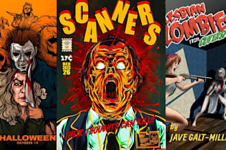 draw scary retro vintage horror comic horror poster dark art horror movie poster