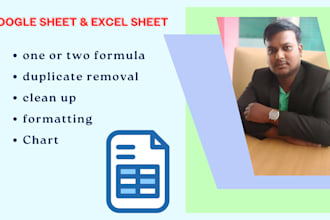 solve google sheets and microsoft excel or create formulas
