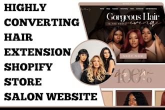 design converting hair website hair extension shopify store salon website