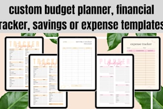 design custom budget planner, financial tracker, savings expense templates