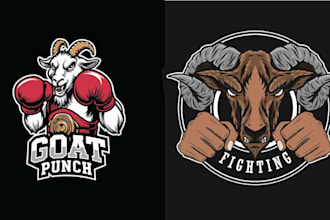 create unique fitness goat head logo