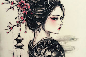 make awesome original japanese tattoo, irezumi tattoo design