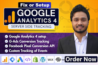 setup google ads conversion tracking, ga4 analytics, meta pixel by tag manager