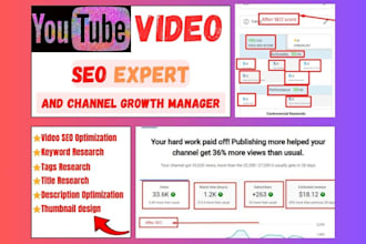 be youtube video SEO expert and channel growth manager