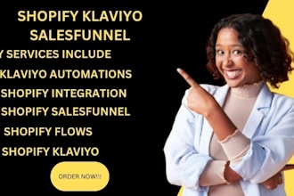 setup shopify klaviyo automation email flows and high converting sales funnel