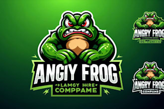 design angry frog mascot logo just in 12 hours with satisfaction guarantee