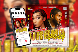 social media posts and night party flyer design