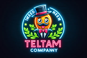 design talent show neon design royalty free mascot logo within 1 day