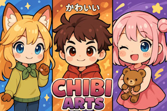 create custom chibi art of your oc, fanart or favorite character