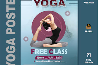 design yoga fitness, gym, fitness, health, sport flyer, meditation media