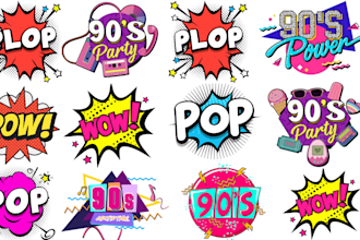 design a retro 80s 90s pop style typography logo for you