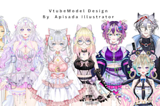 design and draw live2d art character for vtuber model