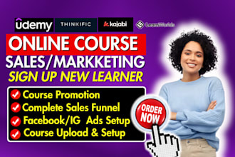 do udemy online course promotion, thinkific kajabi course promotion