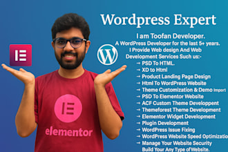 design, develop wordpress sites with elementor, acf, fix issues