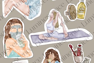 create digital stickers for digital planner and journal for your etsy shop