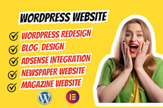 design blog website wordpress magazine or newspaper website with adsense