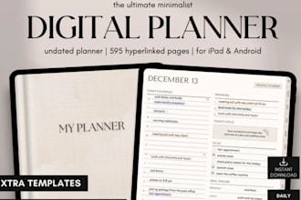 design editable digital planner etsy digital products, hyperlinked planner