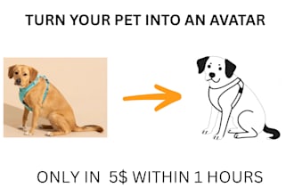 create a cute minimalist notion style pet avatar or portrait