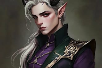 create fantasy scene artwork and dnd character art