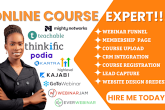 online course webinar funnel website on mighty network kajabi kartra skool podia