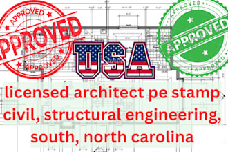 licensed architect pe stamp civil, structural engineering, south, north carolina
