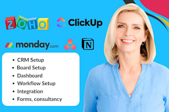 setup clickup asana zapier monday crm project management boards automation