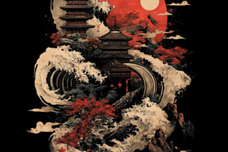 create japanese , anime streetwear style for t shirt