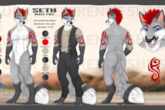 draw furry fursona reference sheet furry anthro nsfw oc ref sheet for fursuit
