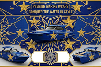 create high level boat wrap design, car, food truck