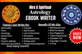 ghostwrite 30,000 words astrology, tarot, spirituality, witchcraft ebook writing