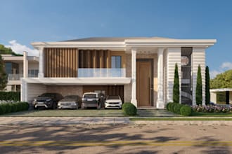 optimize 3d condo apartment, resort elevation, balcony terrace, flat roof design
