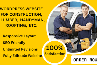 build construction, plumbing, roofting, hvac wordpress website design