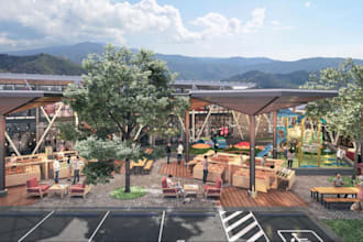 render conceptual event map design for venue, city map, campground park, rv park