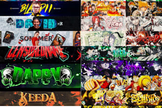 create professional youtube anime gaming banner design thumbnail cover photo