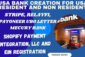 create USA business bank wise, stripe,mercury, wyoming llc, USA physical address