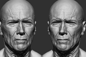 sculpt realistic 3d head bust portrait character figure model for 3d printing