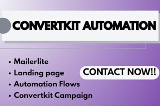 setup convertkit automation and flows landing page design