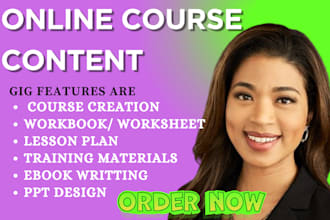 create ebook online course content, lesson plan training manual workbook ppt