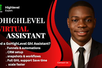 be your virtual assistant for your gohighlevel sale funnel, landing page website
