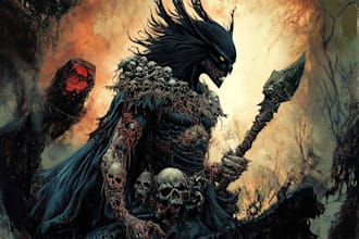 do awesome artwork for dark art, horror, creepy illustration