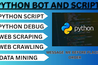 do python script debugging python code web scraping web crawling data mining
