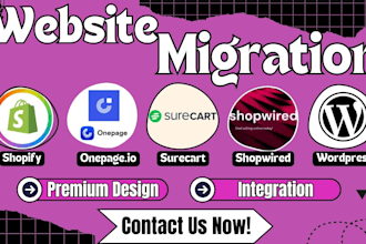 migrate to wix shopwired shift4shop ekm onepage surecart to wordpress to shopify