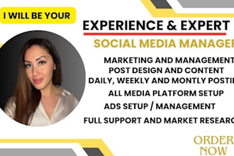 be your social media manager and content creator, instagram marketing manager