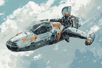 draw spaceship concept art or starship or sci fi vehicle