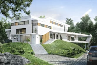 renovate 3d farmhouse,villa 8k facade render,lumion forset home,interior,resort