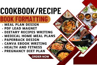 write, design cookbook, meal plan, health, fitness ebook, canva ai, recipe book