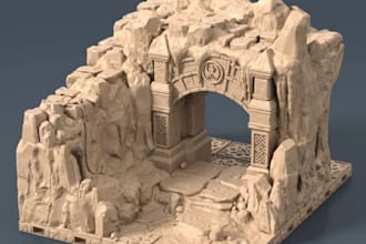 mold wargaming medieval building,castle ruin, cave,tower print, aos defense wall