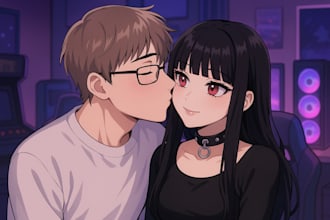 create romantic anime or manhwa couple scenes with ai art