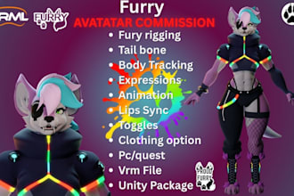 edit, create 3d vrchat avatar furry nsfw vrm vtuber model for vseeface animaze