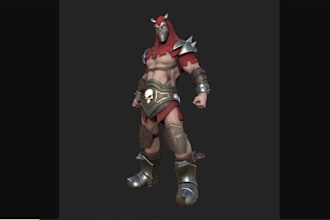 do 3d realistic model, warrior game character, blender rig, 3d monster, armor